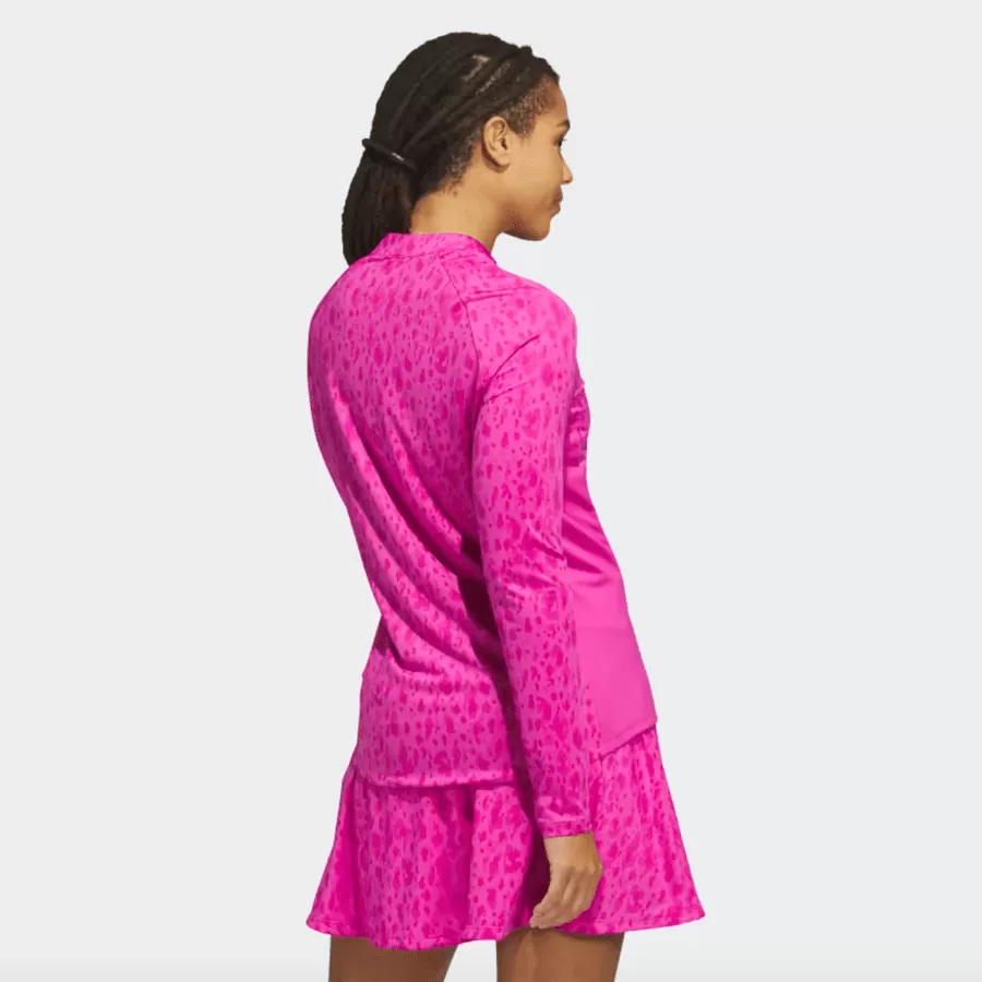 Adidas Ladies Ultimate365 Printed 1/4-Zip- Pink