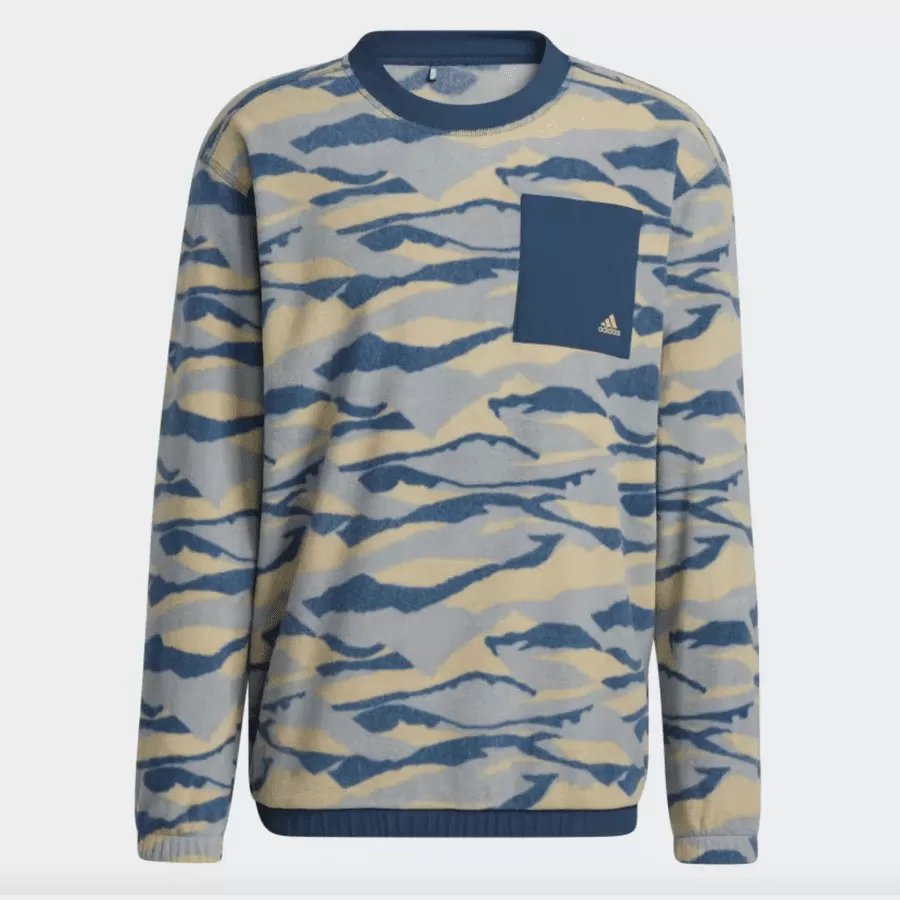 Adidas Texture-Print Crew Sweatshirt - Blue