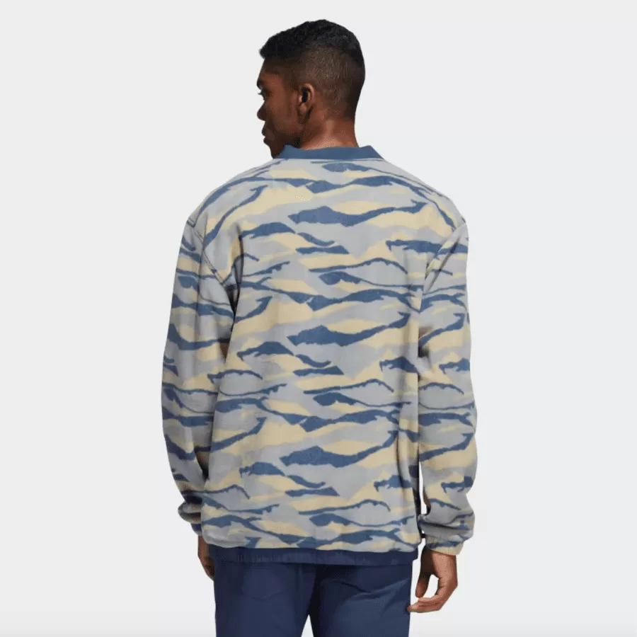 Adidas Texture-Print Crew Sweatshirt - Blue