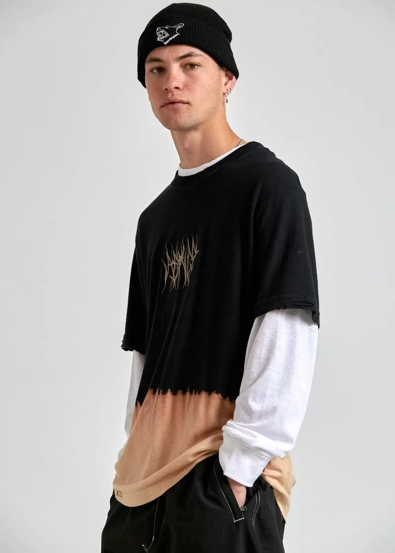 Afends Isaiah Unisex Retro Fit Tee Bleach Dip Dye