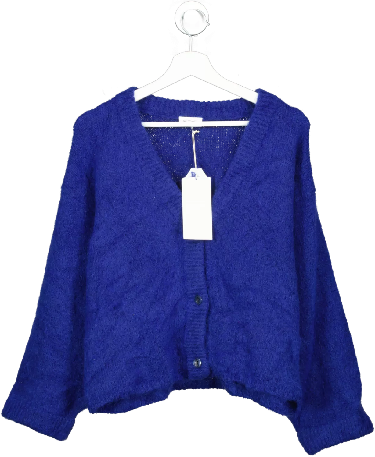 American Vintage Indigo Blue Mohair Blend Pink Berry Cardigan Bnwt UK M