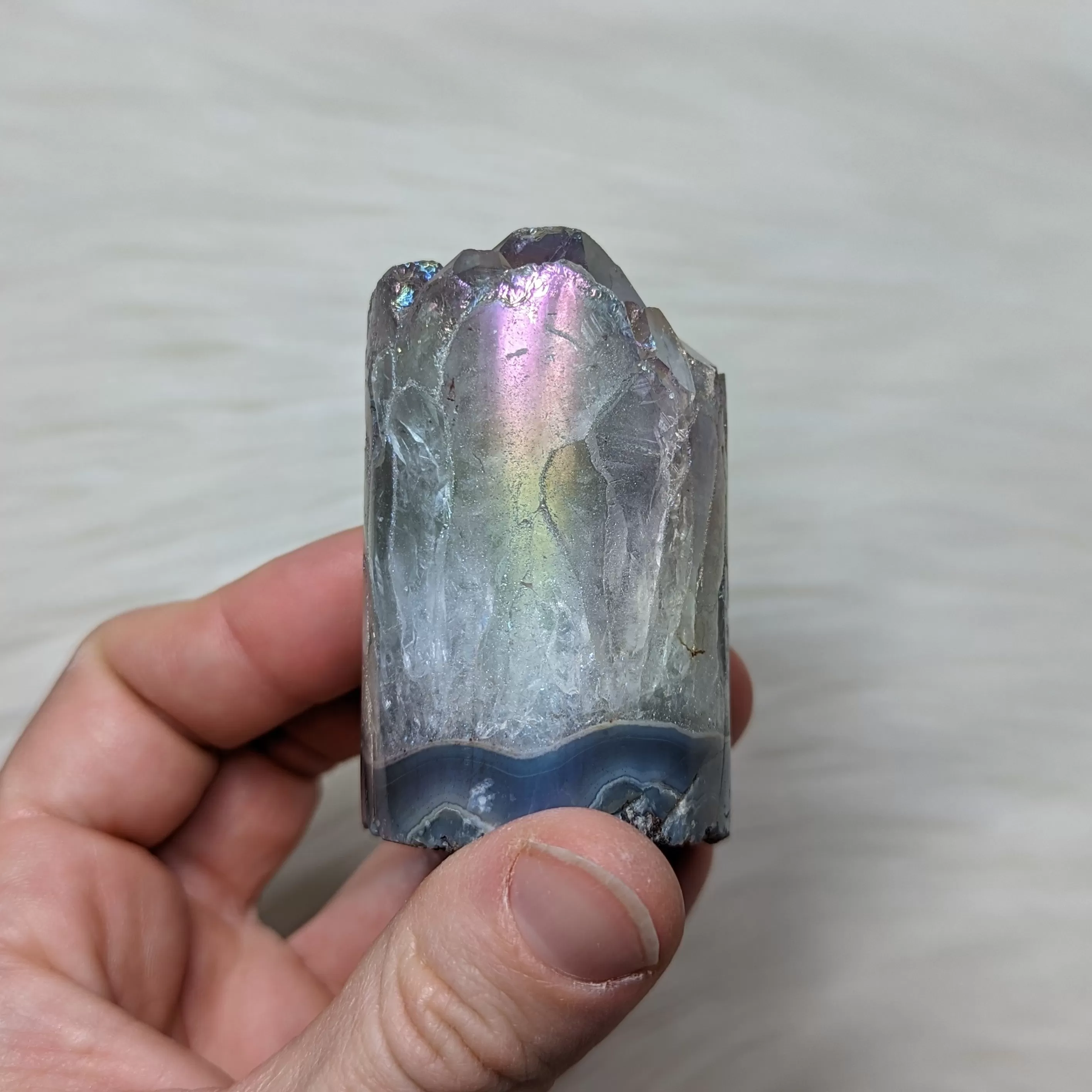 Angel Aura Infused Amethyst Cylinder Geode Carving #1