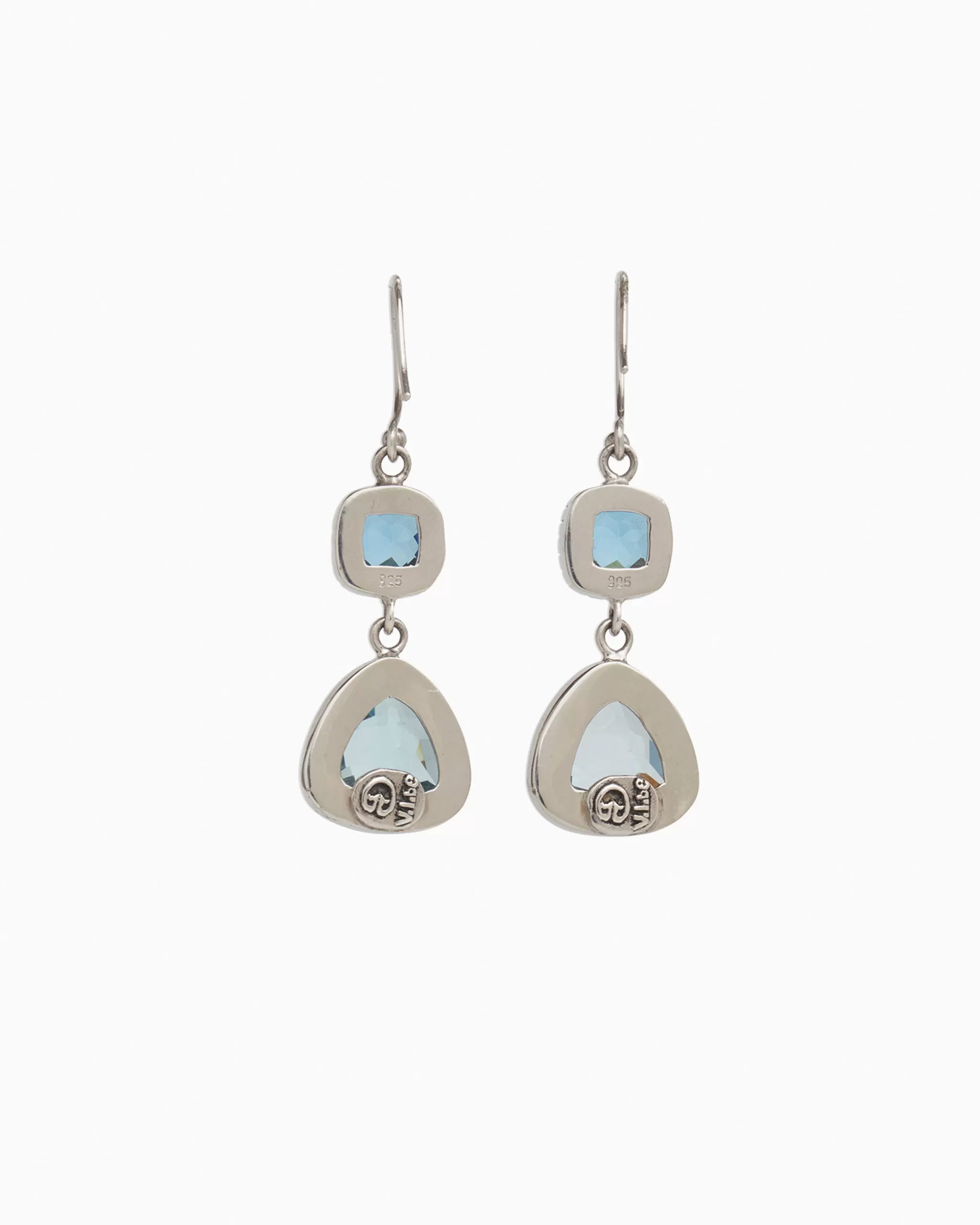 Angelfish Double Stone Drop Earrings - Hampton Blue Topaz/Blue Topaz