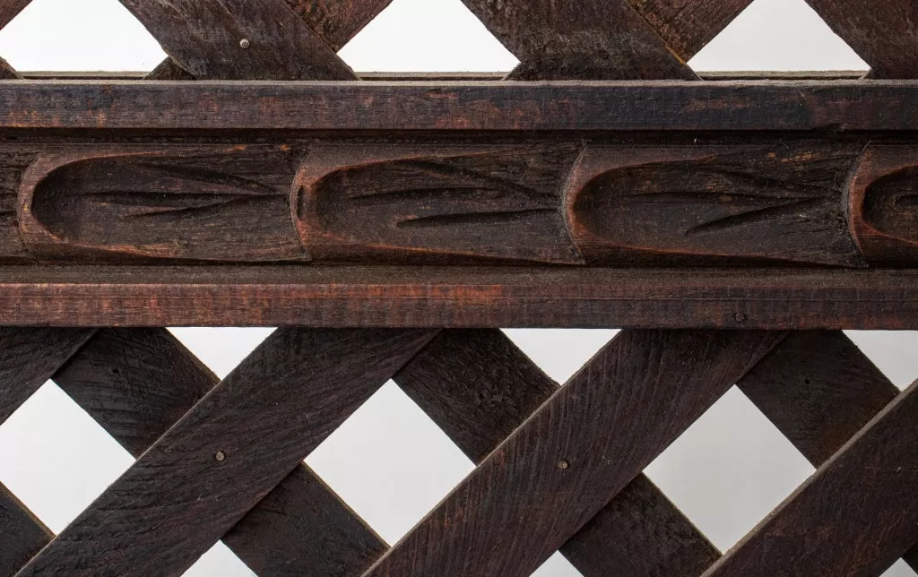 Anglo Indian Wooden Lattice Three Panel Screen