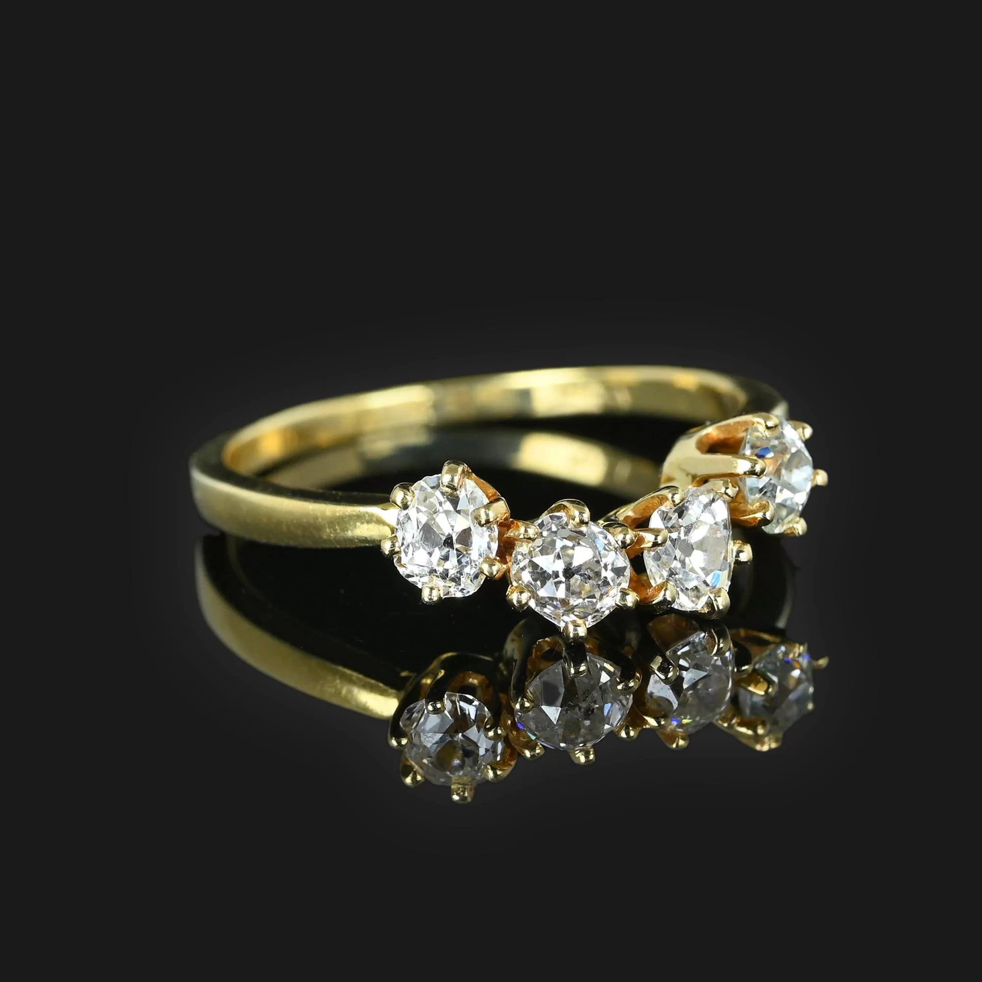 Antique 1.15 CTW Mine Cut Diamond Ring in 14K Gold