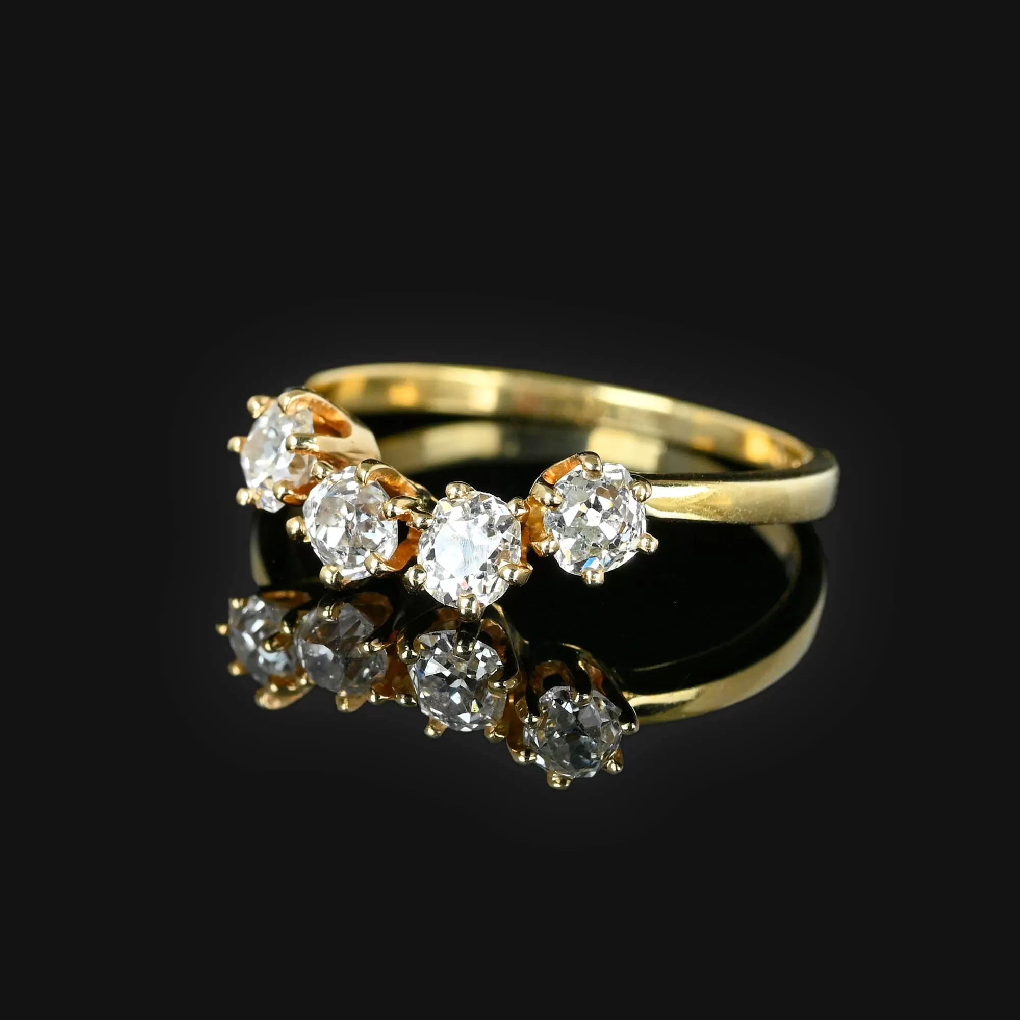 Antique 1.15 CTW Mine Cut Diamond Ring in 14K Gold