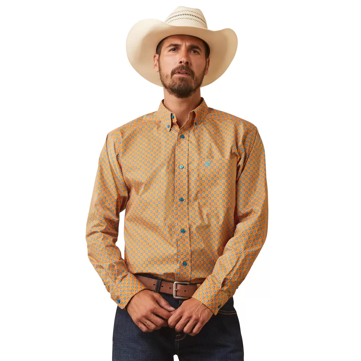 Ariat Mens Killian Fitted LS Shirt Jasper Stone