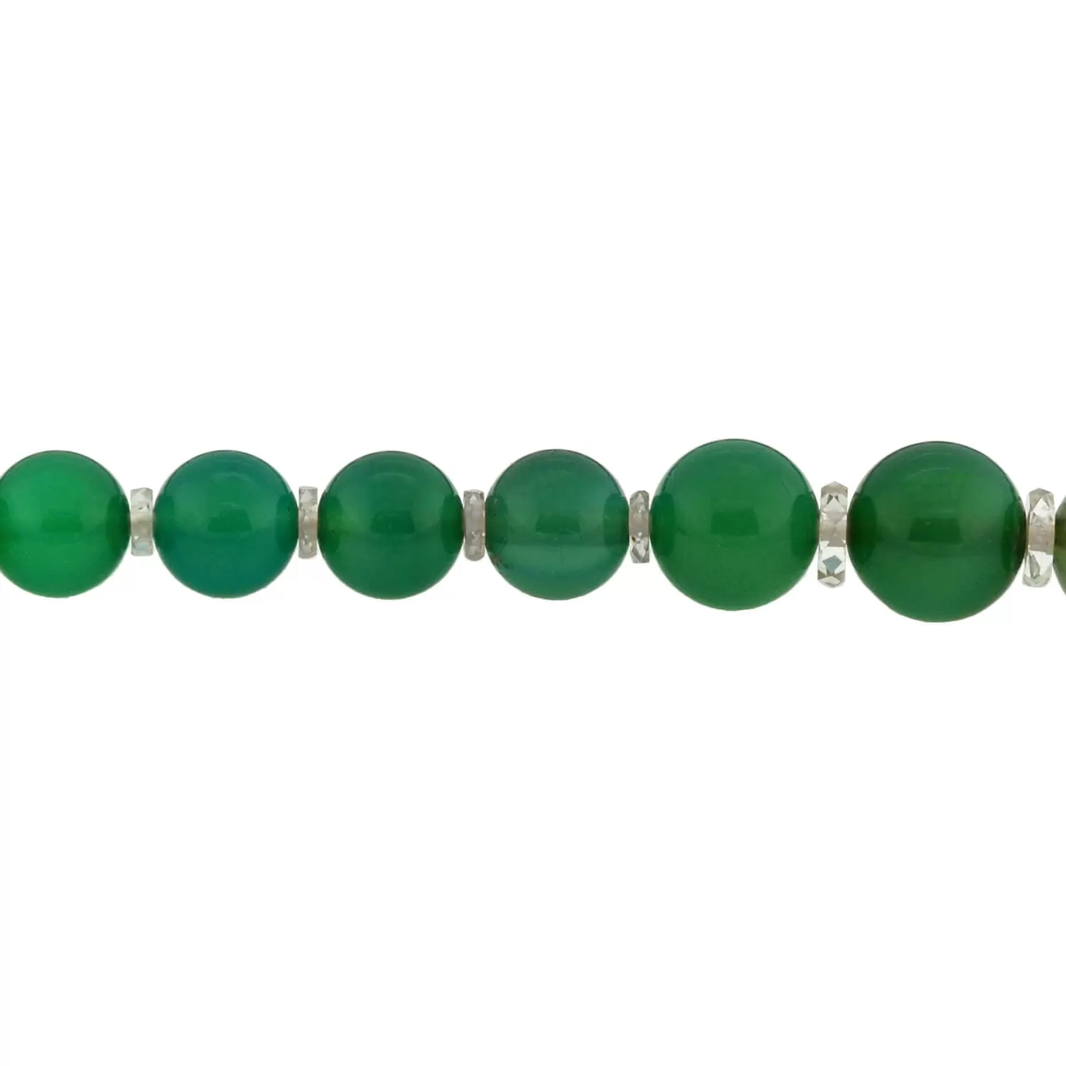 Art Deco Chrysoprase   Rock Crystal Bead Necklace 22"