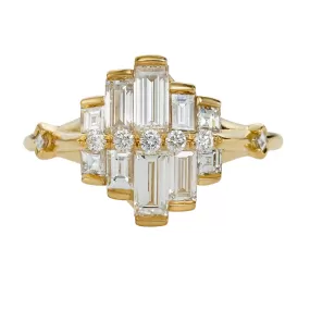 Art Deco Engagement Ring with Asymmetrical Baguette Diamonds