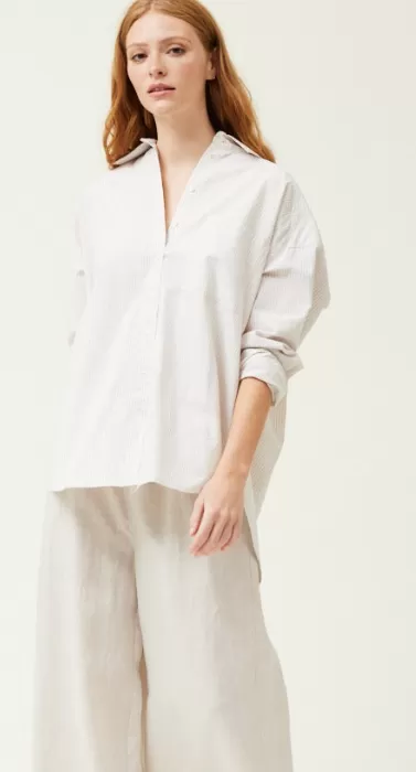 Ashton Oversized Cotton Button Up in Cream