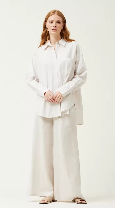 Ashton Oversized Cotton Button Up in Cream