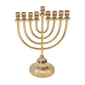 Authentic Temple Menorah HANUKKAH Gold Plated Candle Holder Israel 11.8  / 7.87 inch