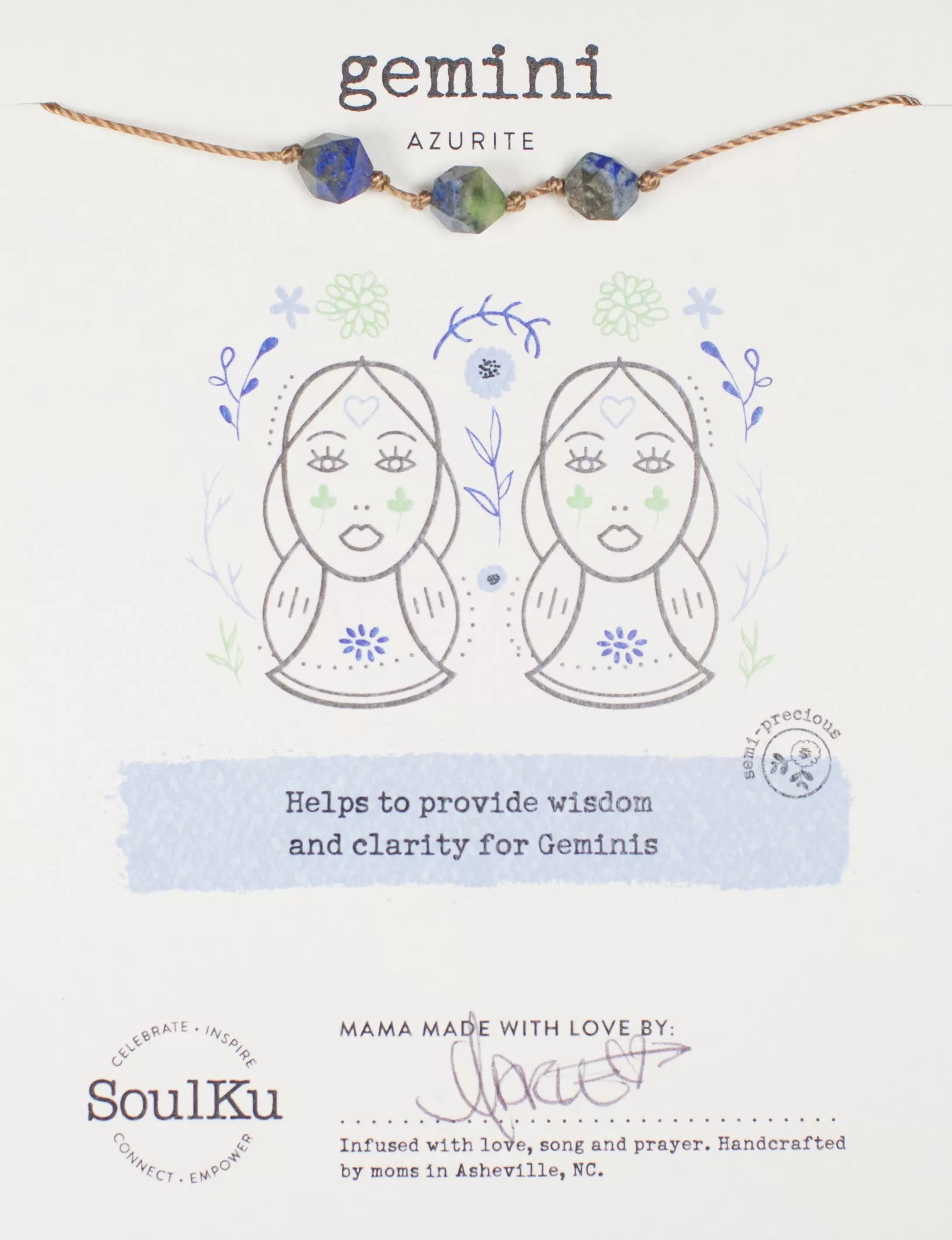 Azurite Zodiac Necklace for Gemini | 5/21 - 6/20