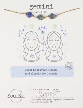 Azurite Zodiac Necklace for Gemini | 5/21 - 6/20