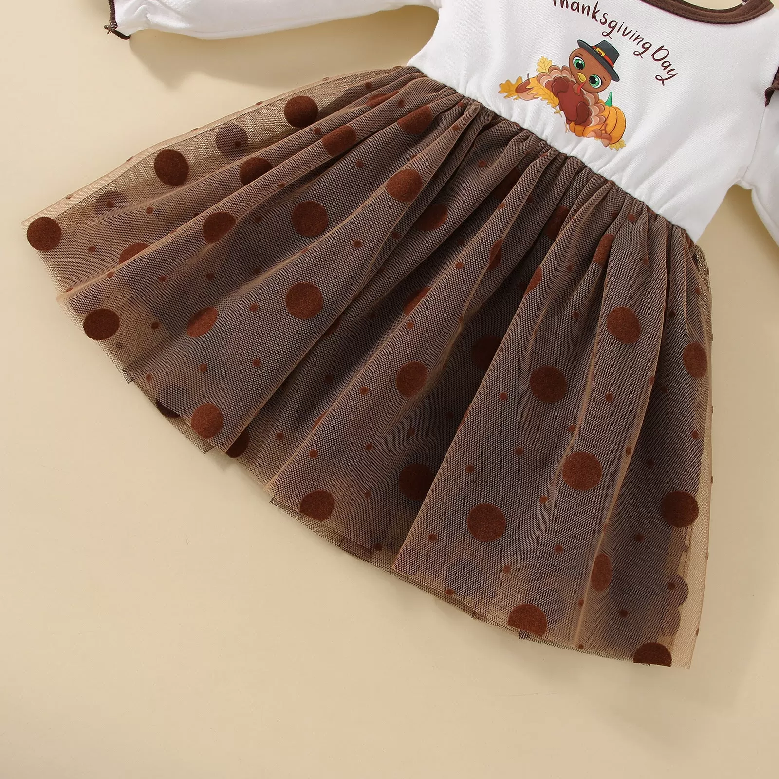 Baby Girls Thanksgiving Printed Screen Patchwork Dress