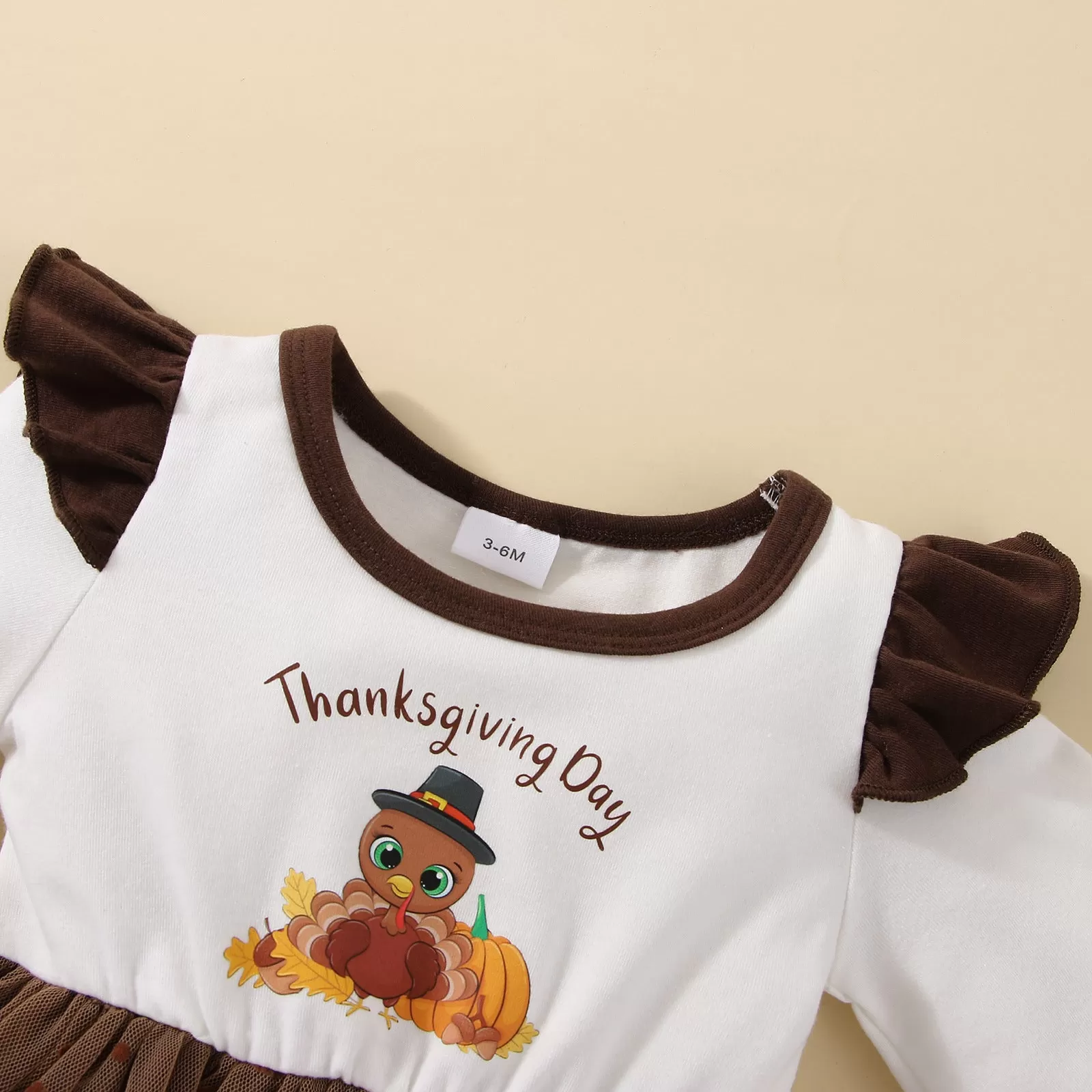 Baby Girls Thanksgiving Printed Screen Patchwork Dress