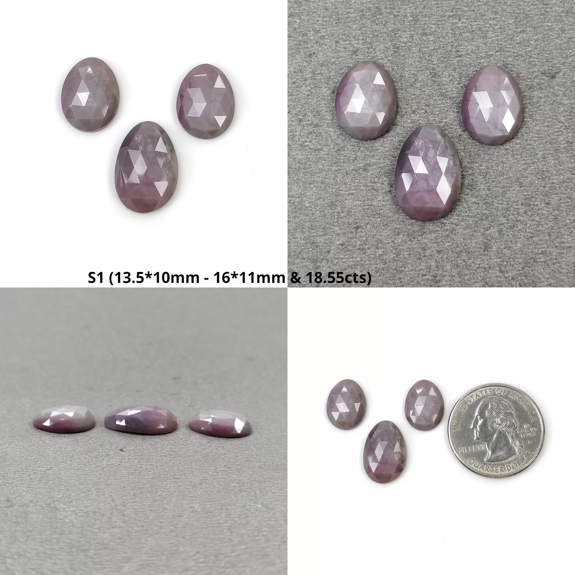 BABY PINK SAPPHIRE Gemstone Rose Cut : Natural Untreated Unheated Sapphire Egg Shape 3pcs