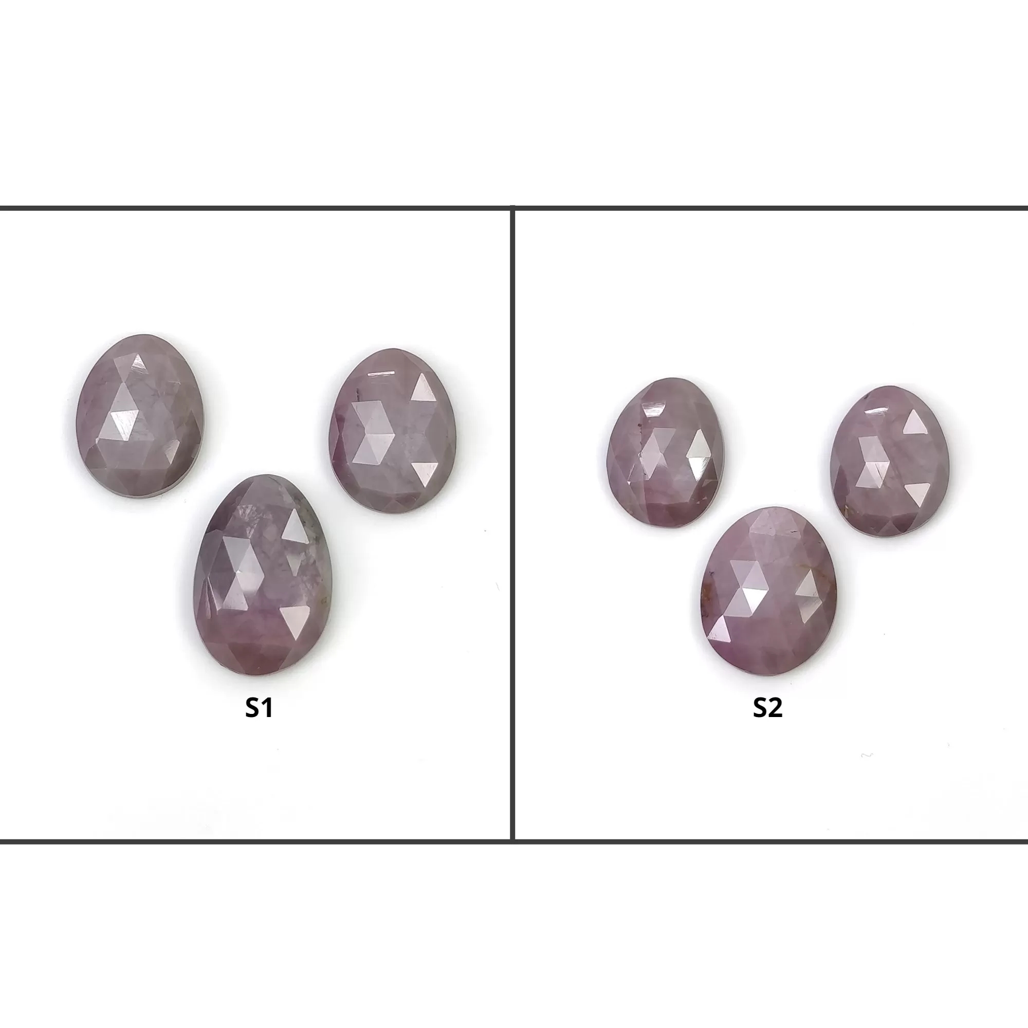 BABY PINK SAPPHIRE Gemstone Rose Cut : Natural Untreated Unheated Sapphire Egg Shape 3pcs