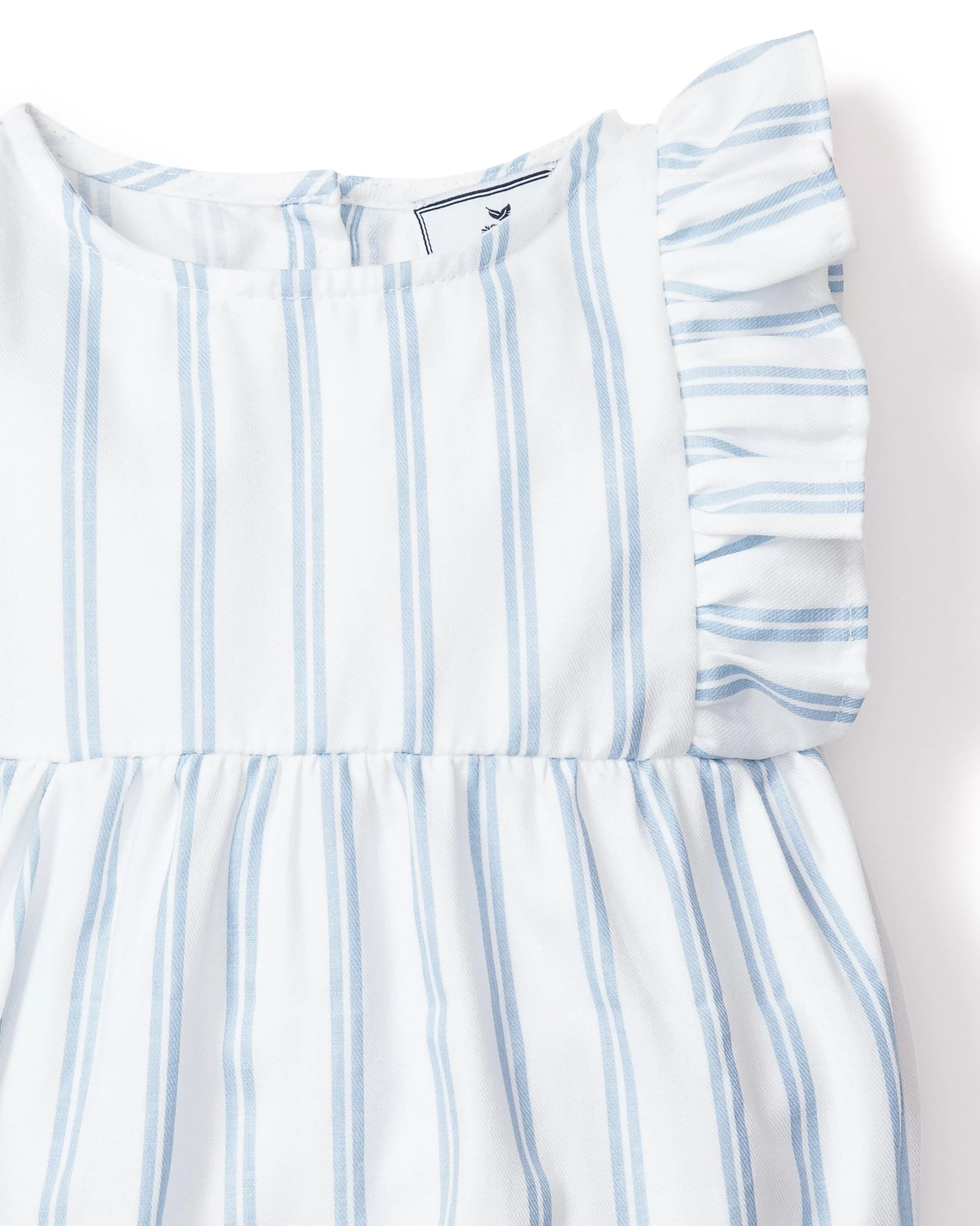 Baby's Twill Ruffled Romper | Periwinkle Stripe