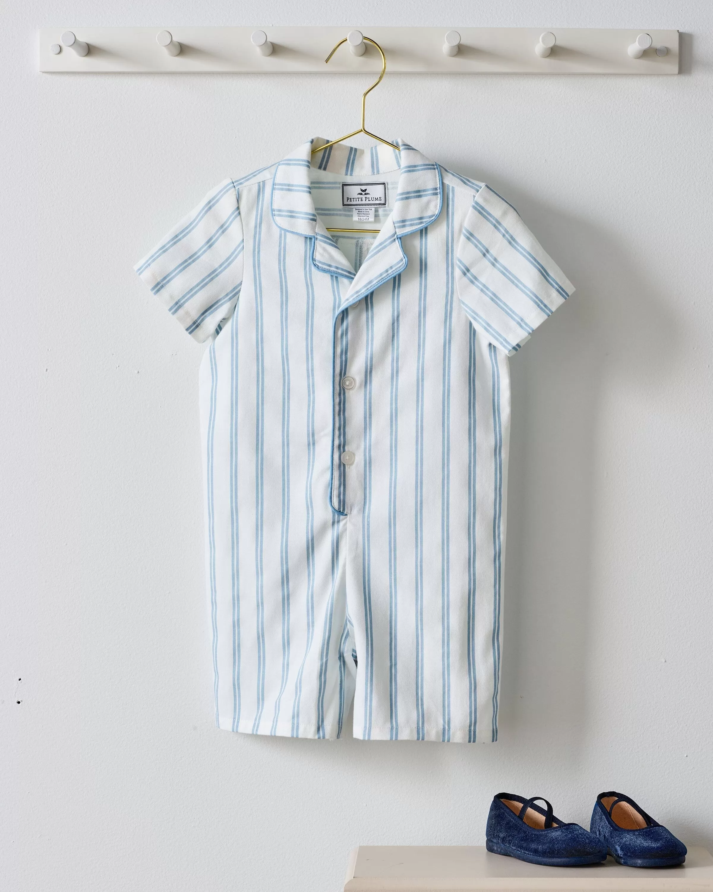 Baby's Twill Summer Romper | Periwinkle Stripe