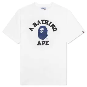 Bape Logo Monogram College Tee  - White/Navy