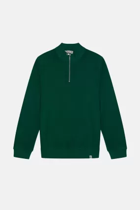 Basic Super Soft eyrek Fermuarl Sweatshirt - Nefti Yeili