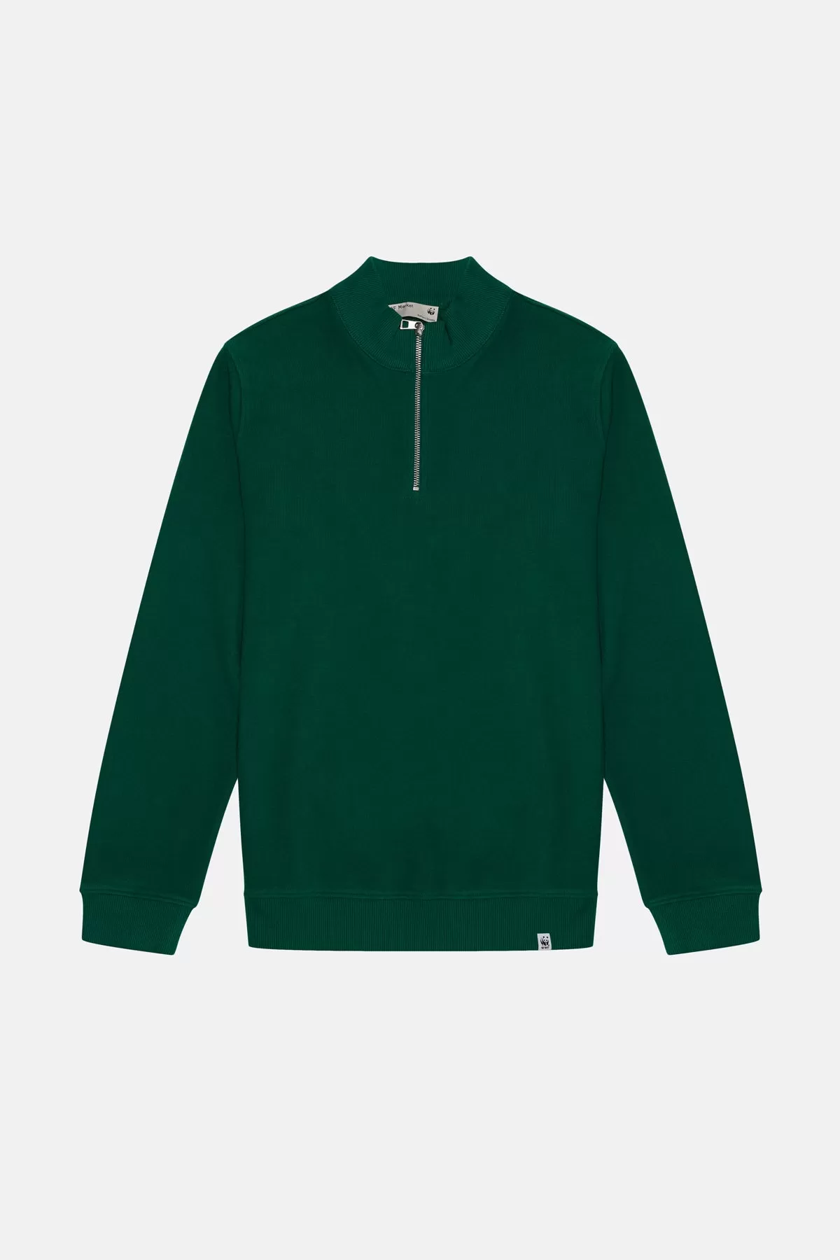 Basic Super Soft eyrek Fermuarl Sweatshirt - Nefti Yeili