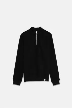 Basic Super Soft eyrek Fermuarl Sweatshirt - Siyah