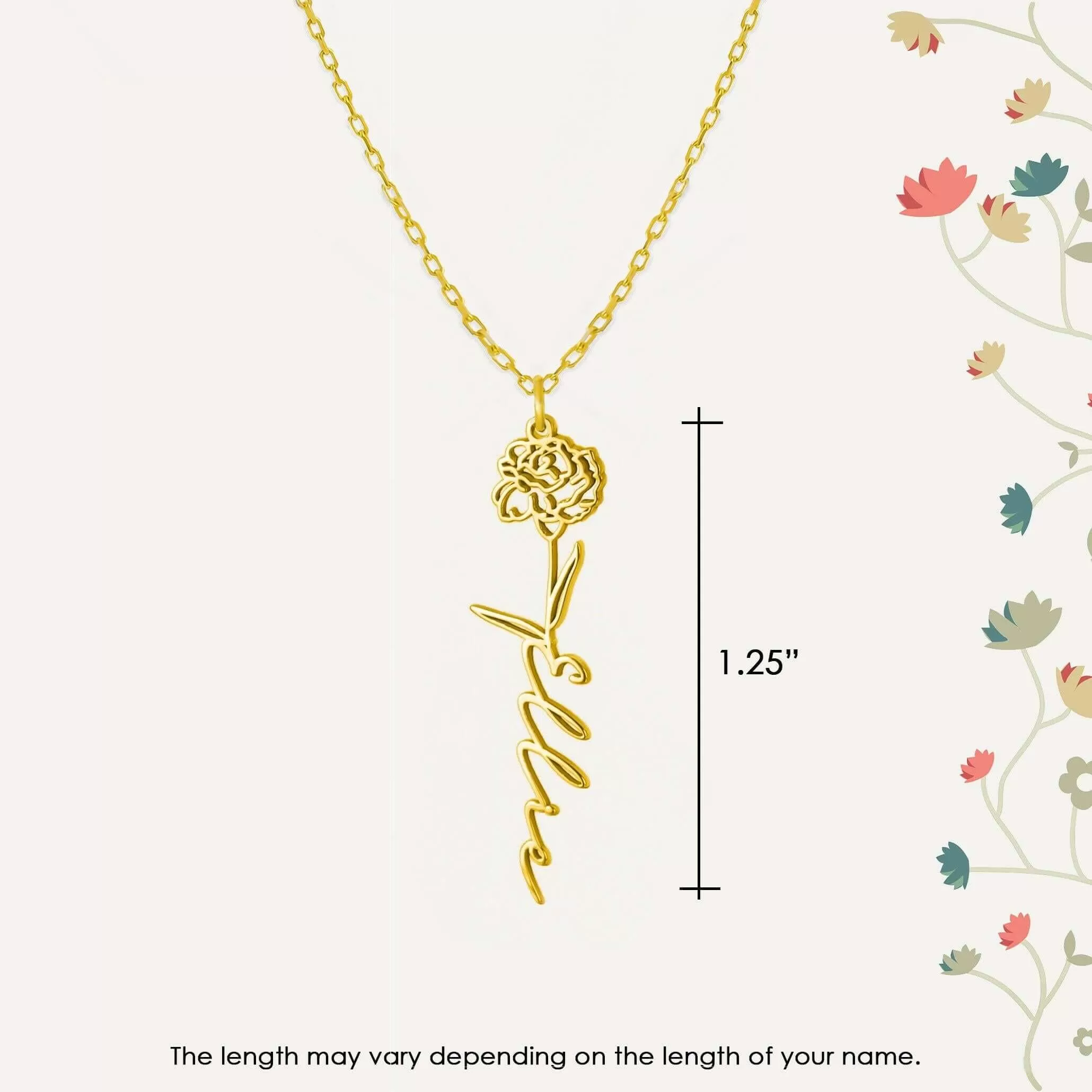 Birth Flower Necklace | 14K Solid Gold