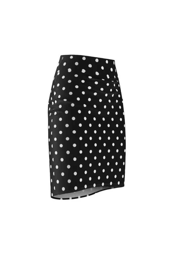 Black and White Polka Dot Women's Pencil Skirt