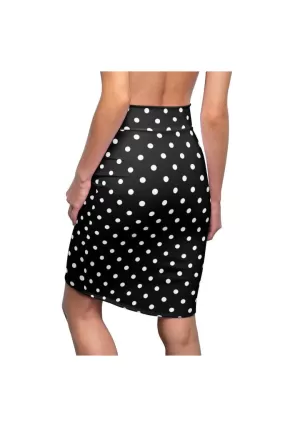 Black and White Polka Dot Women's Pencil Skirt