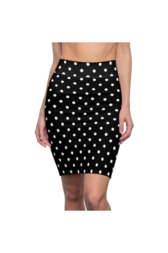 Black and White Polka Dot Women's Pencil Skirt