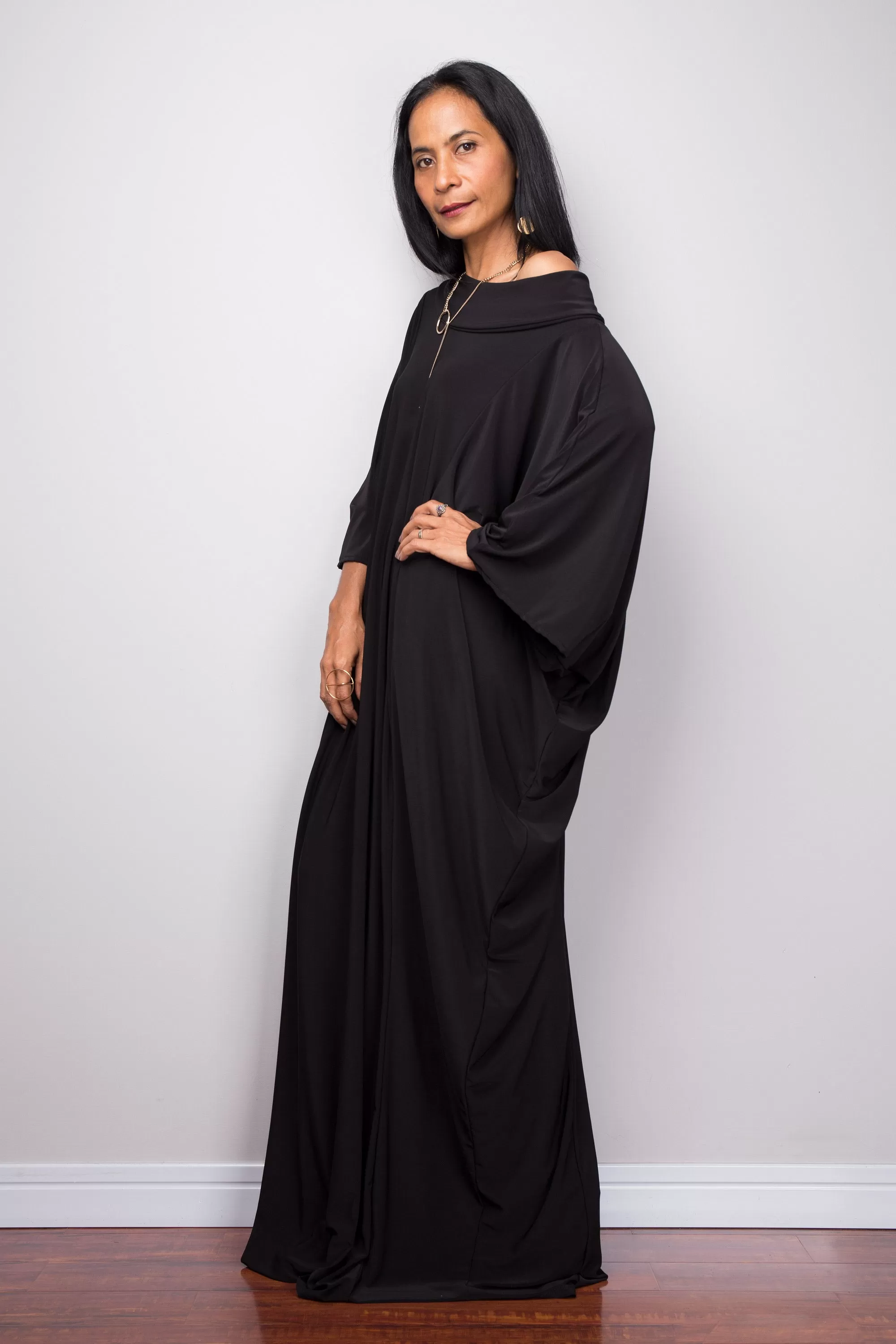 Black Modest Kaftan Dress