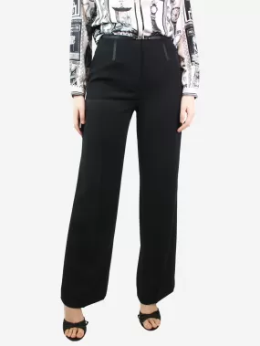 Black straight-leg belted trousers - size UK 8