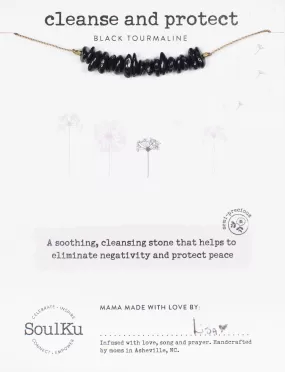 Black Tourmaline Seed Necklace for Cleanse & Protect