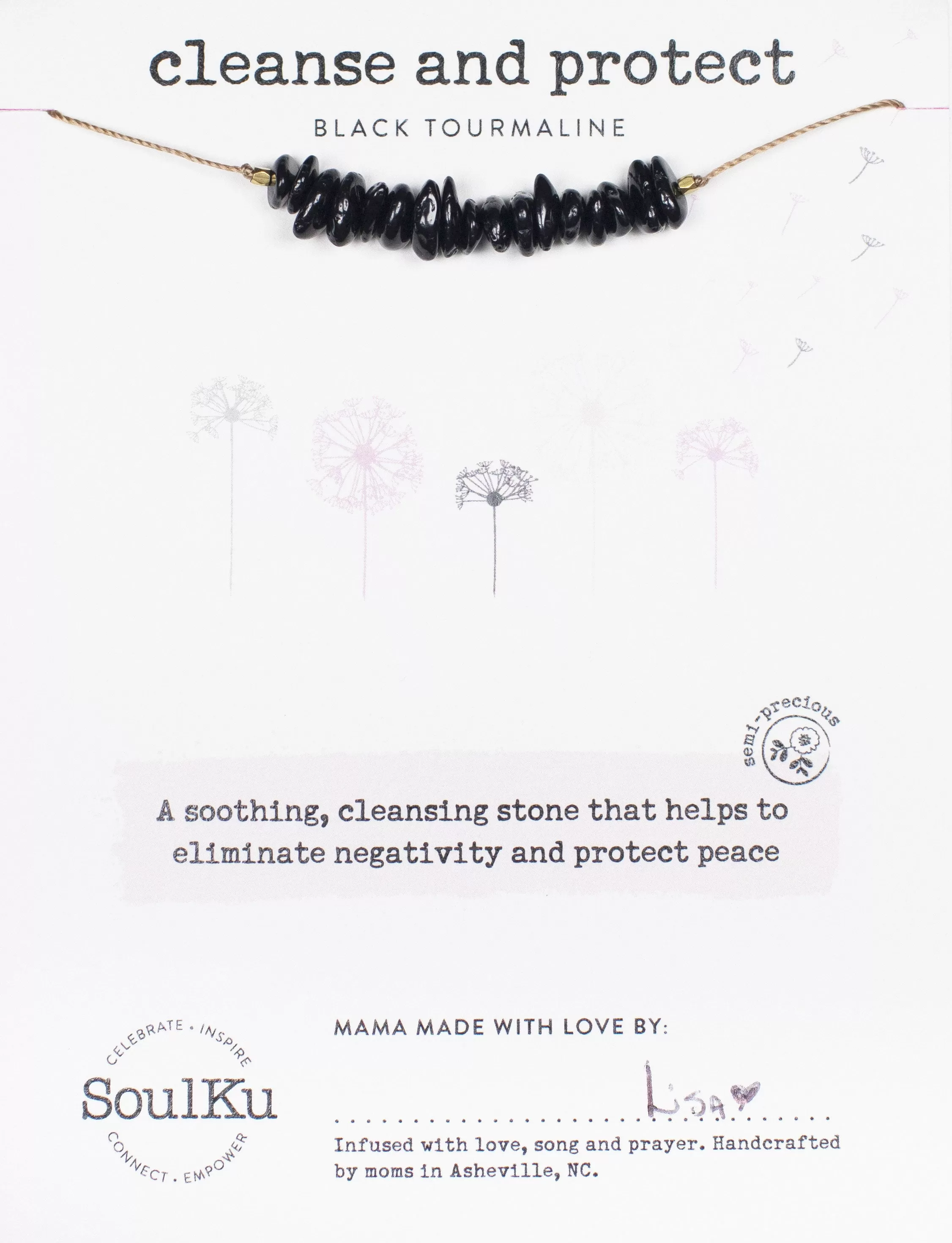 Black Tourmaline Seed Necklace for Cleanse & Protect