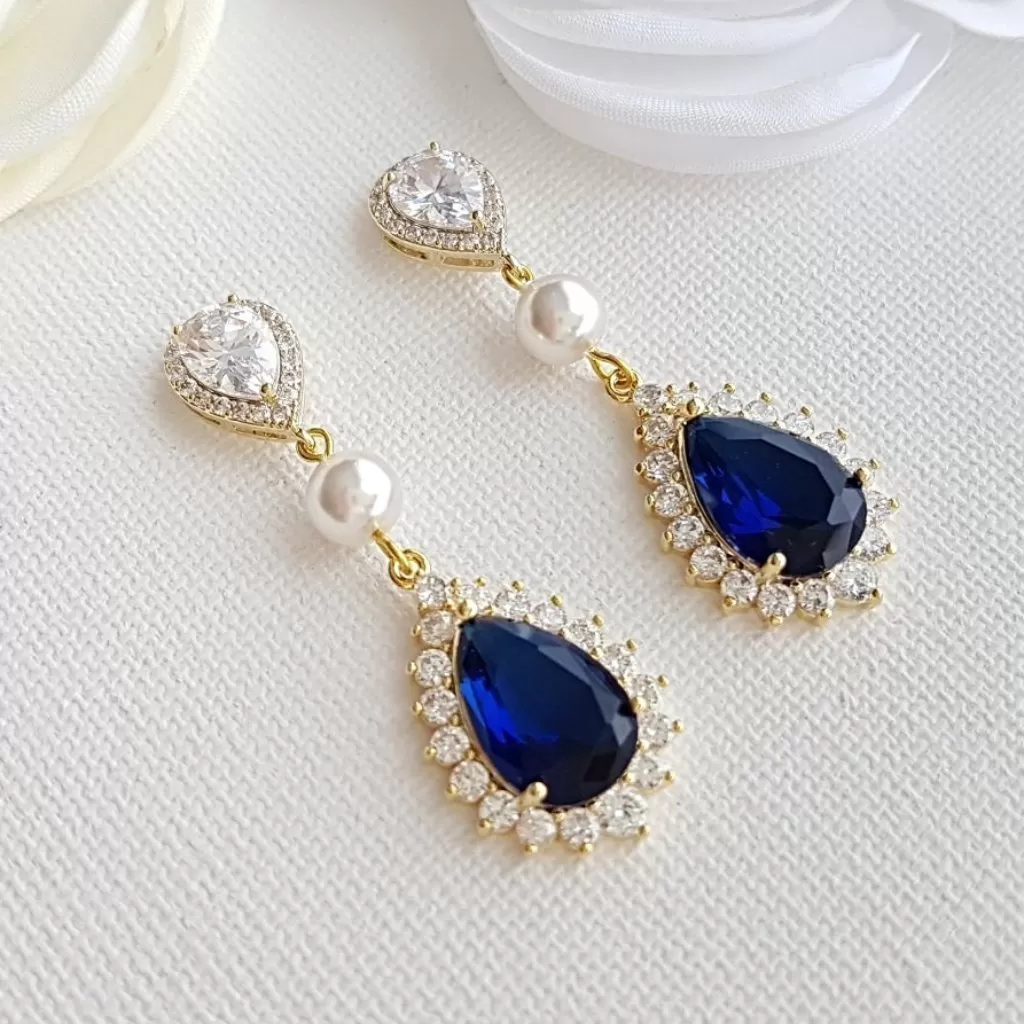 Blue Drop Earrings-Aoi