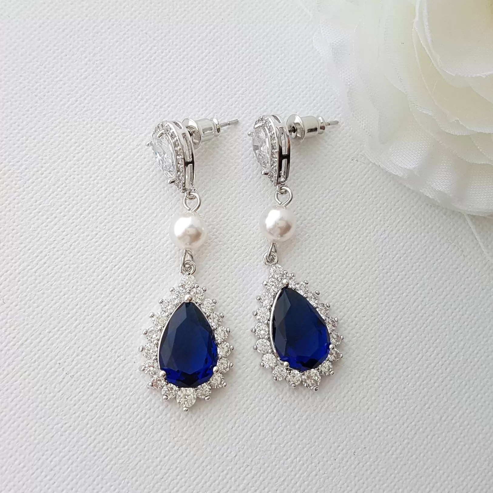 Blue Drop Earrings-Aoi