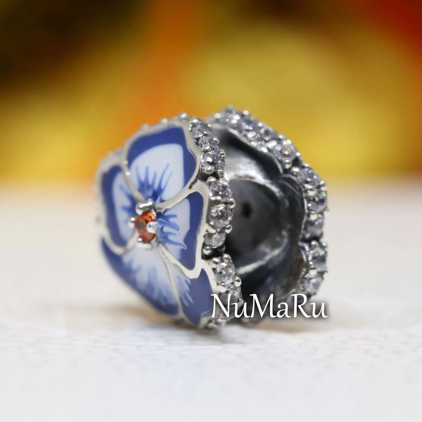 Blue Pansy Flower Charm 790777C02