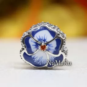 Blue Pansy Flower Charm 790777C02