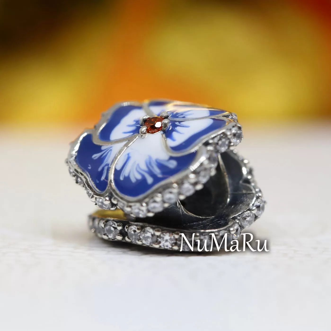 Blue Pansy Flower Charm 790777C02