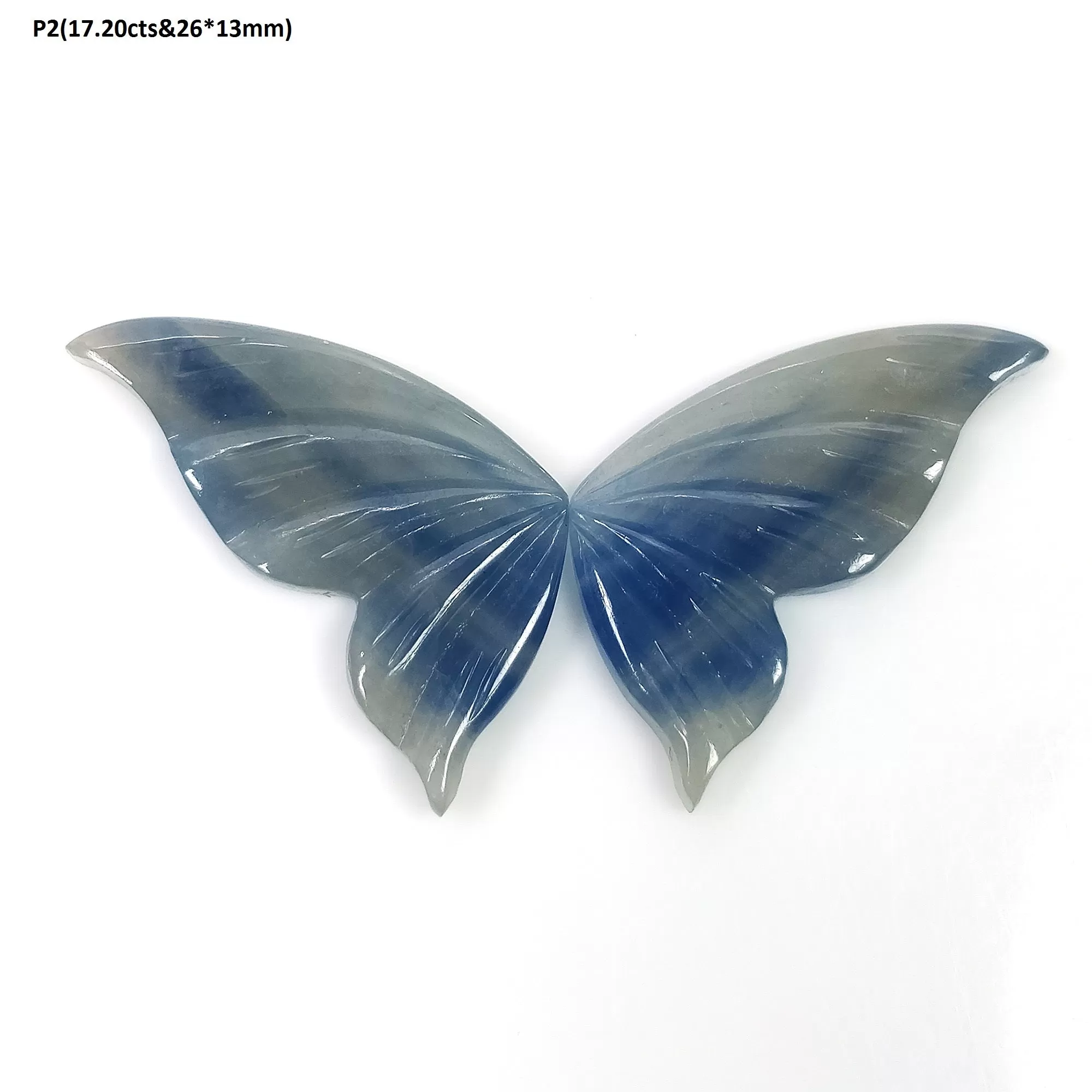 BLUE SAPPHIRE Gemstone Carving September Birthstone : Natural Untreated Sapphire Hand Carved BUTTERFLY Pair