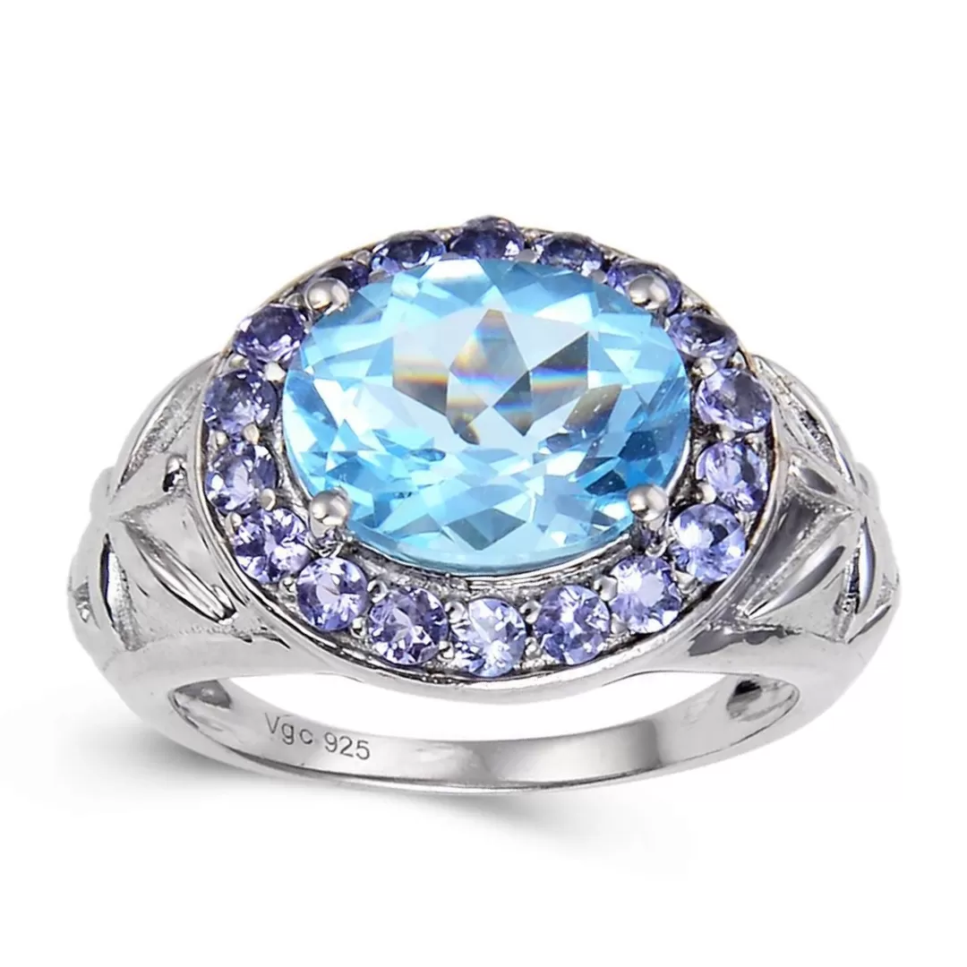 Blue Topaz and Tanzanite Statement Ring