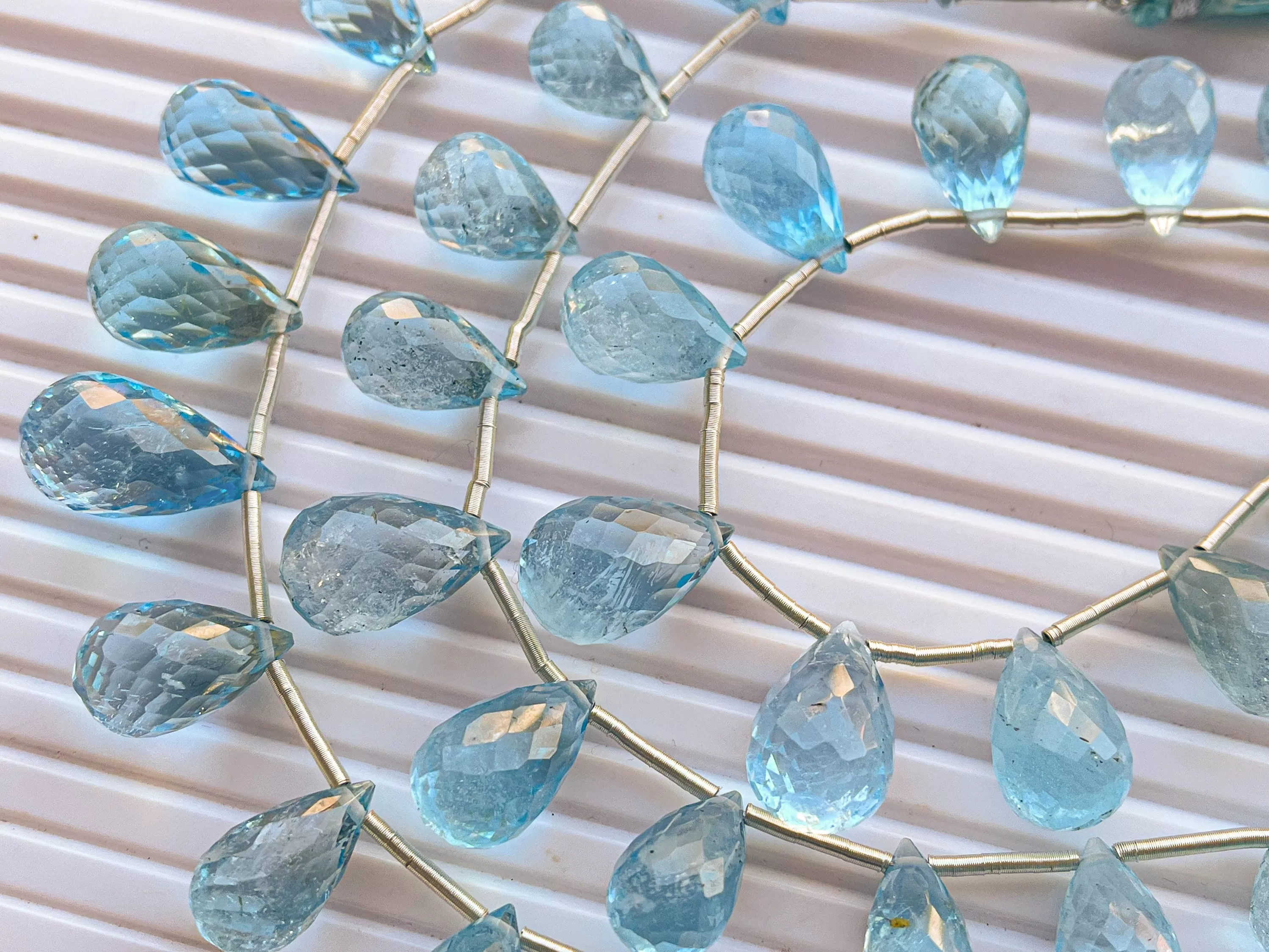 Blue Topaz Faceted Drops, Natural Blue Topaz Drops