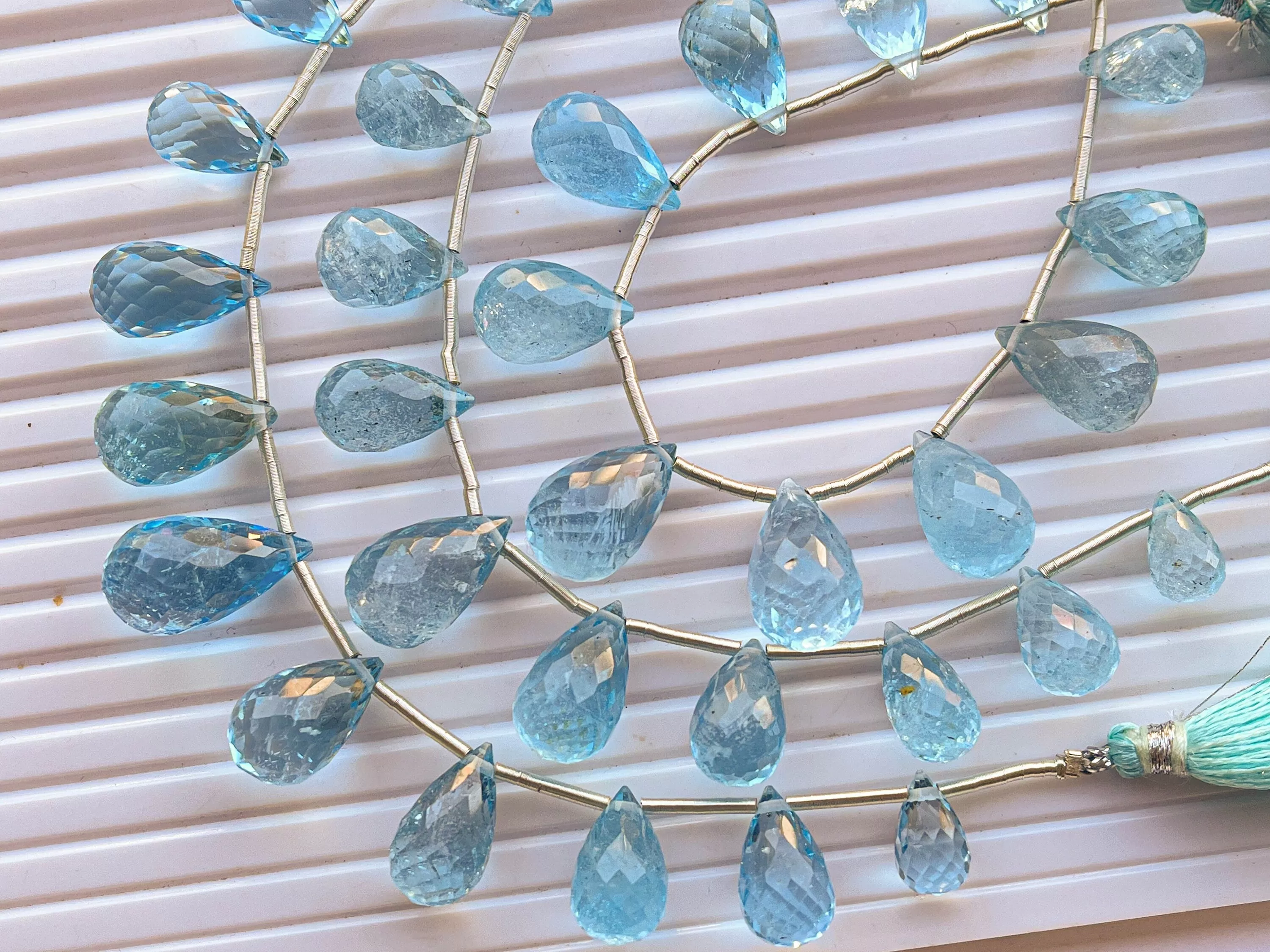 Blue Topaz Faceted Drops, Natural Blue Topaz Drops