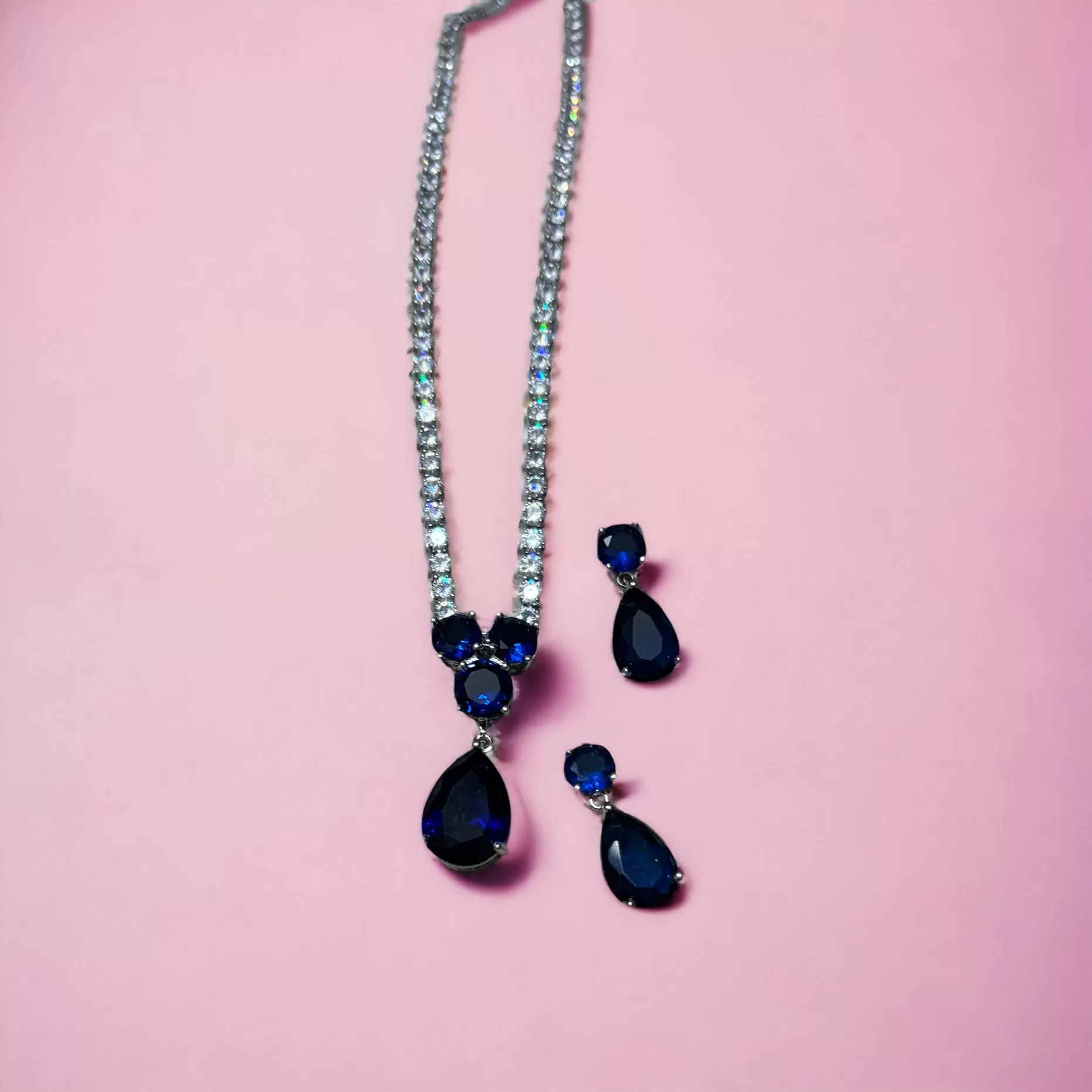 Blue zircon necklace set