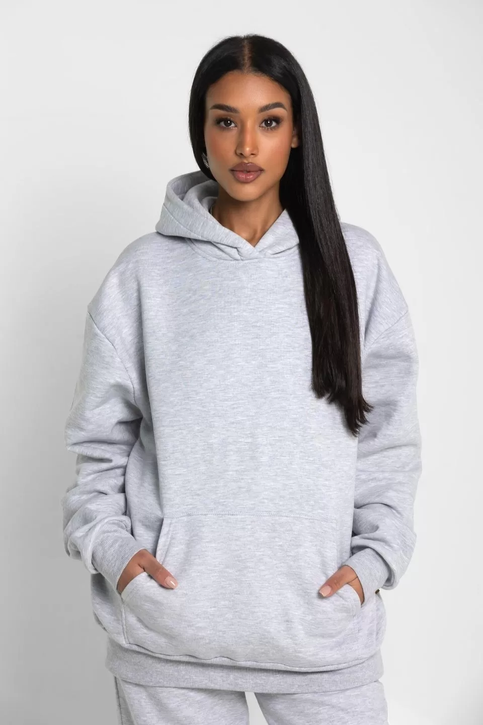 Bluza oversize damska HOODIE nadruk CIRCLE - szary