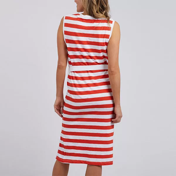 Bondi Stripe Dress - Spicy Orange   White