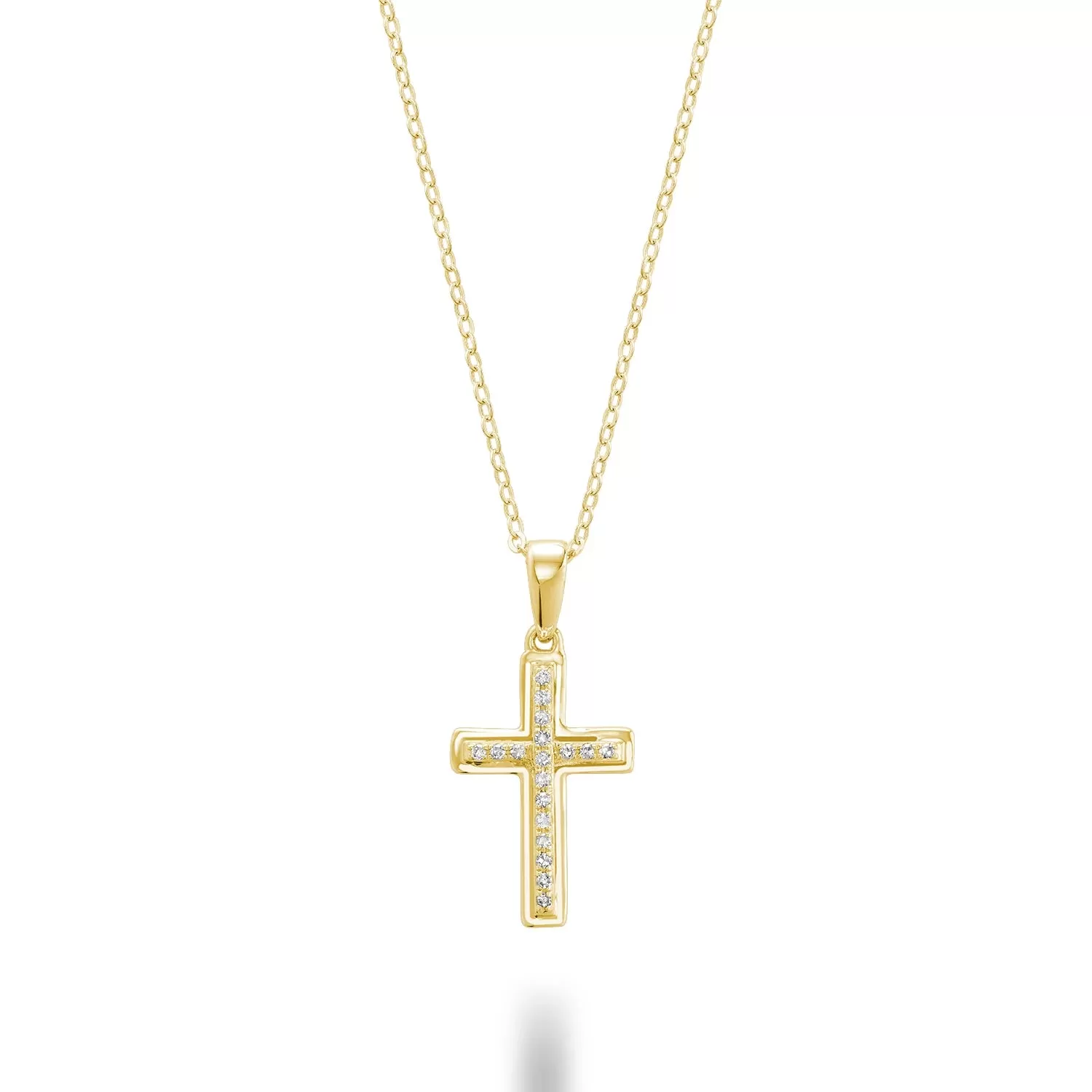 Border Diamond Gold Cross Necklace