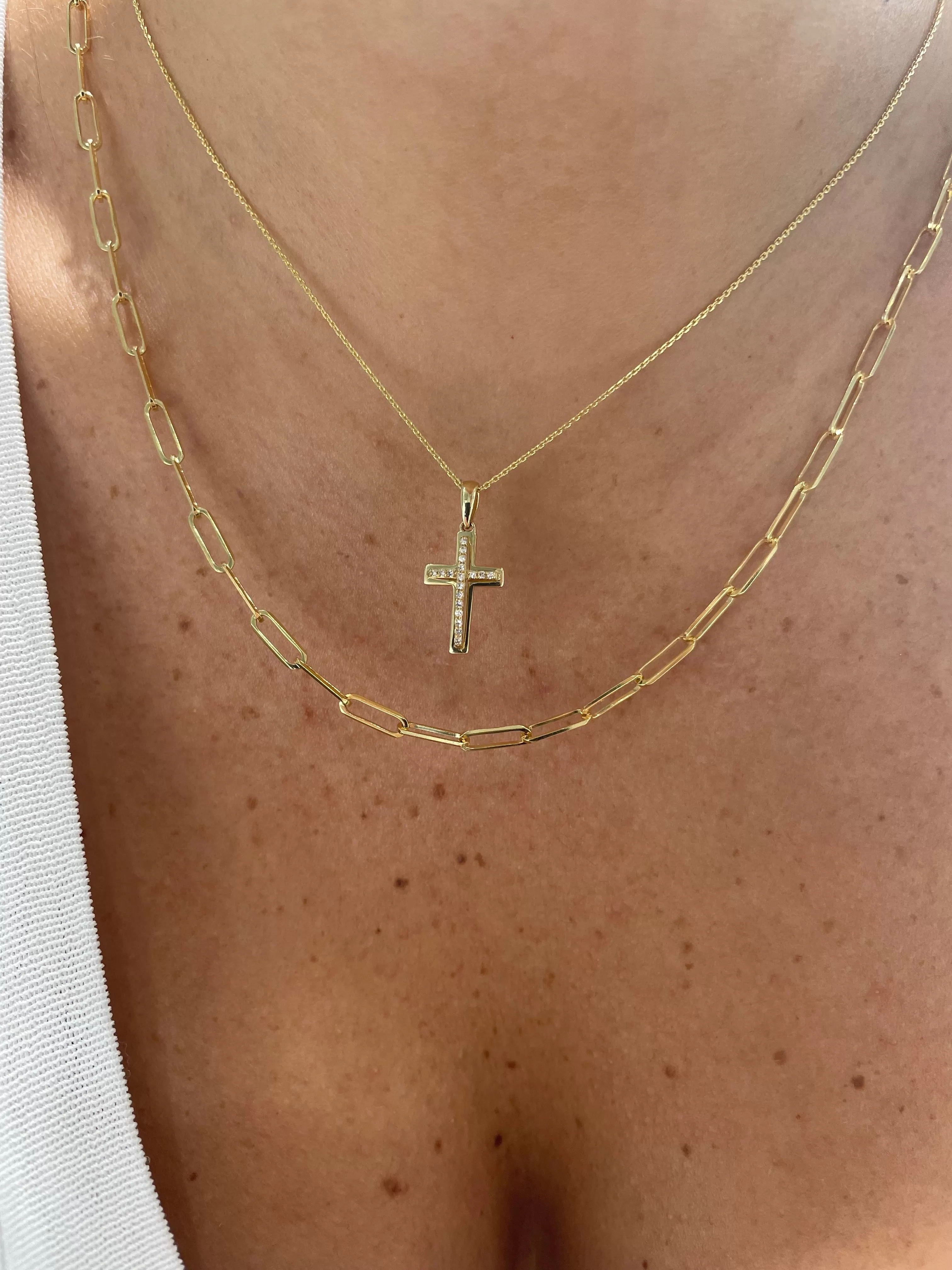 Border Diamond Gold Cross Necklace